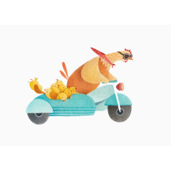 骑摩托车的大公鸡