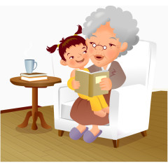 奶奶和孙子矢量图