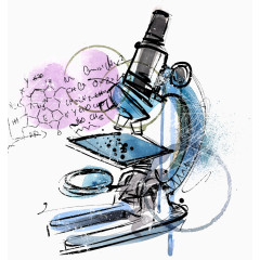 矢量手绘涂鸦显微镜