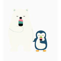 吃冰棍的北极熊