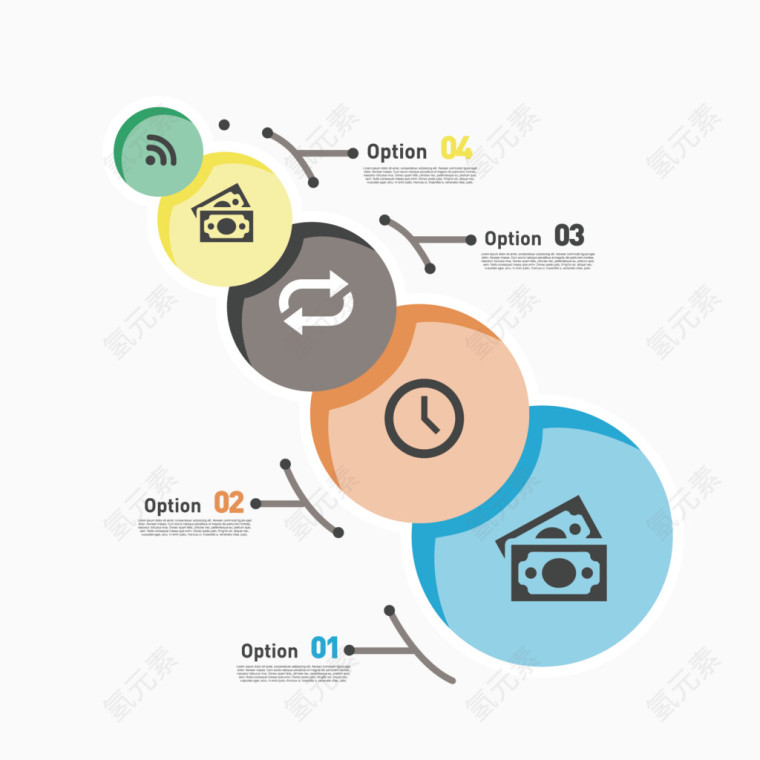 矢量彩色圆圈信息图
