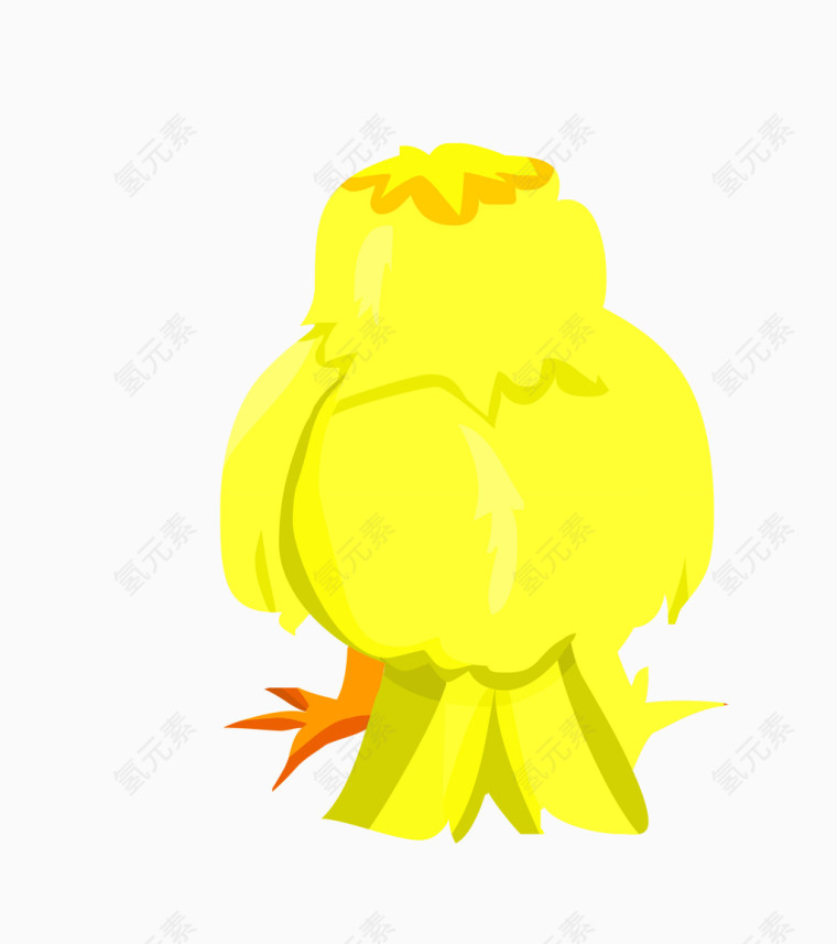 矢量黄色背对泡沫小鸡