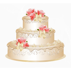 矢量婚礼三层蛋糕