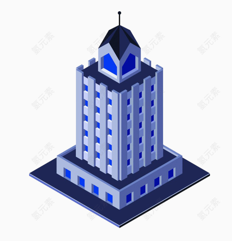 蓝色的3D建筑模型