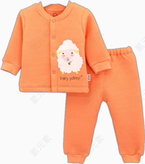 儿童橘色保暖内衣套装