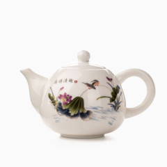 荷韵白瓷茶壶