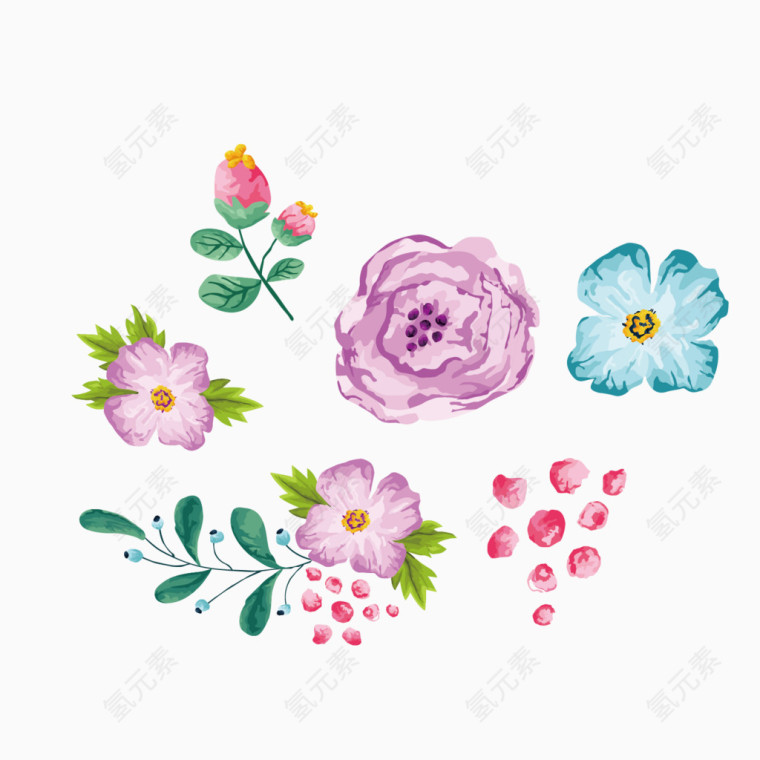 花朵插画彩色矢量图