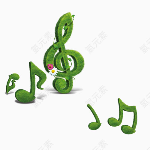 绿色植物音符素材免费下载