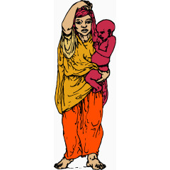 矢量母亲节卡通印度母抱婴1
