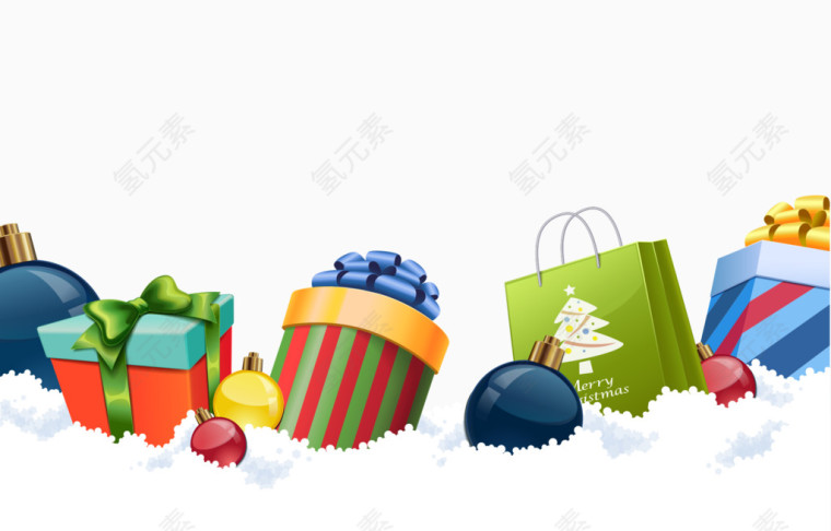 圣诞礼物盒和购物袋
