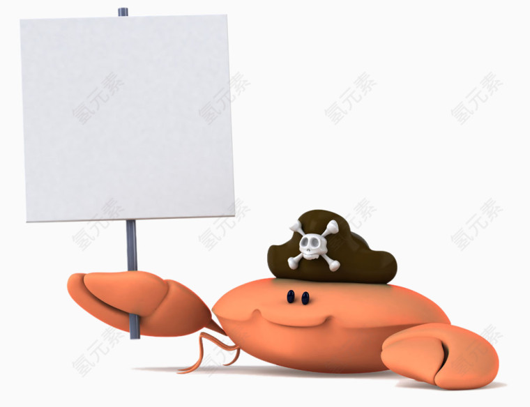 举牌的卡通螃蟹