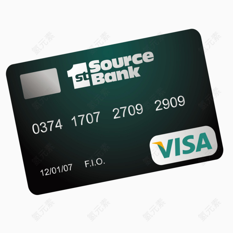 矢量暗绿色银联卡银行卡储蓄卡