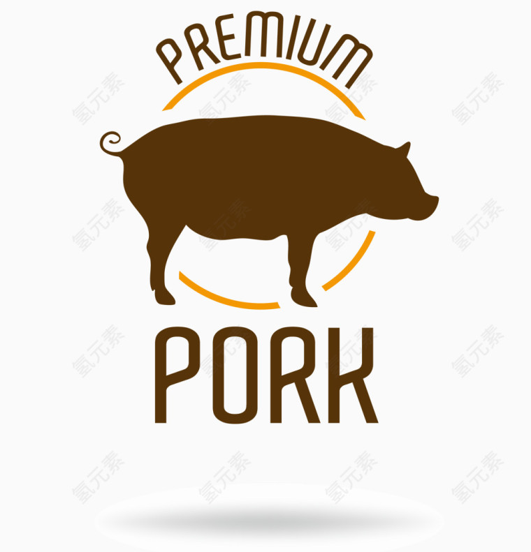 有机猪肉标签矢量图