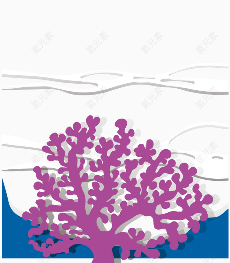 卡通手绘海底紫色珊瑚