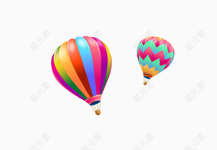 两个条纹热气球