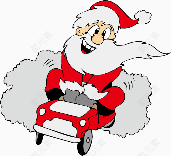 靠汽车的圣诞老人