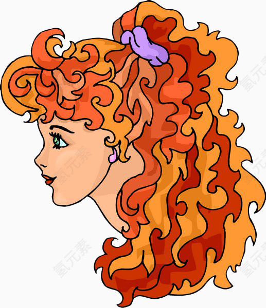 橙色卷发的少女