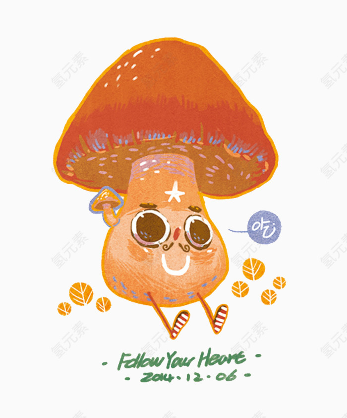清新可爱儿童手绘插画蘑菇