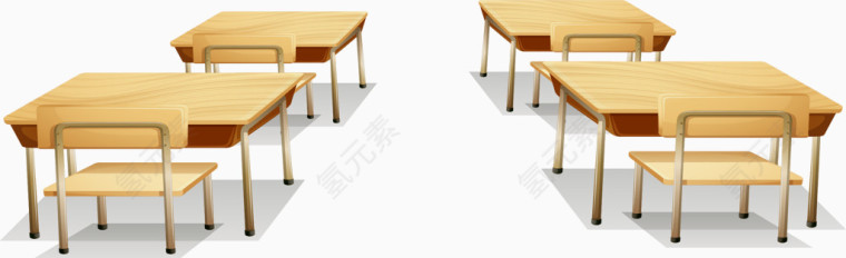 矢量手绘教室桌椅