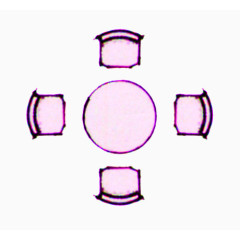 彩平图户型图手绘圆形餐桌