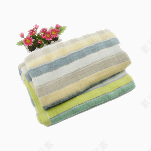 纯棉割绒彩条浴巾