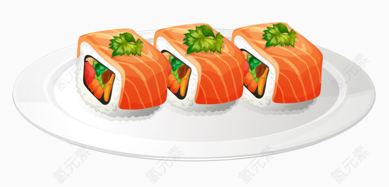 白色盘子里的寿司
