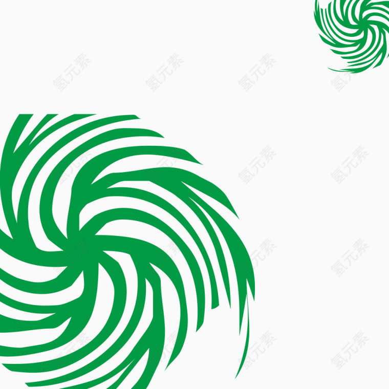 绿色手绘旋涡花纹矢量图