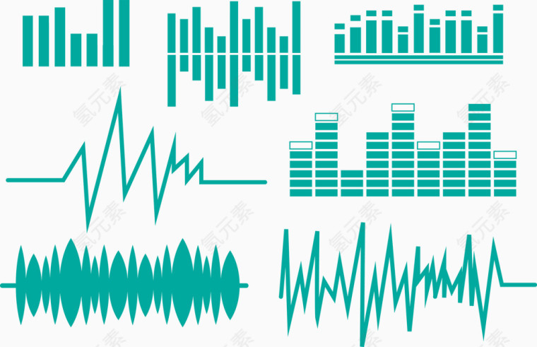 现代简约绿色音浪矢量图