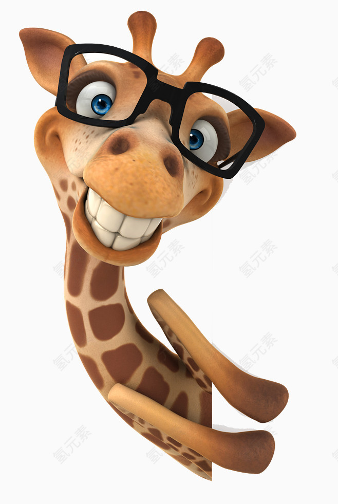 长颈鹿装饰元素戴眼镜卡通
