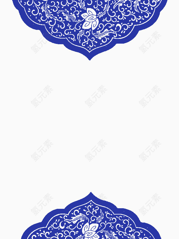 蓝色中国风剪纸装饰图案