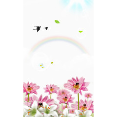 夏日彩虹花朵背景图