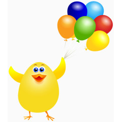 黄色小鸡举气球