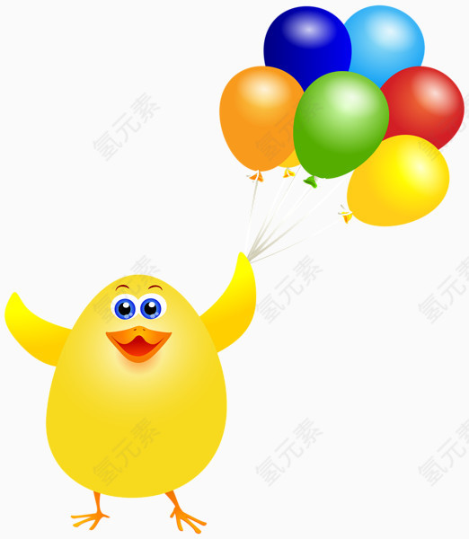 黄色小鸡举气球