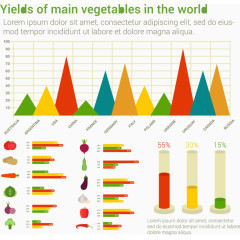 世界主要蔬菜产量信息图表矢量