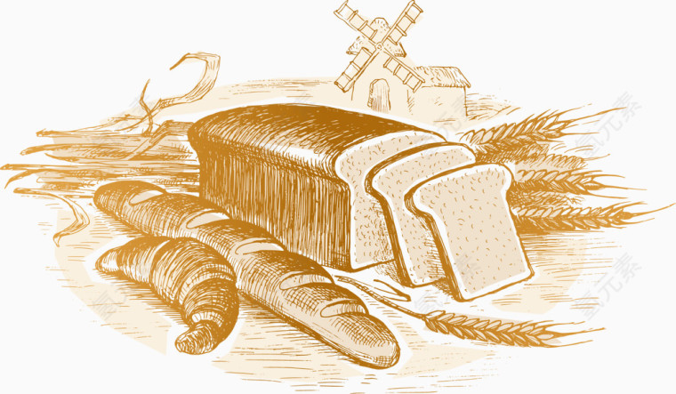 面包手绘图案