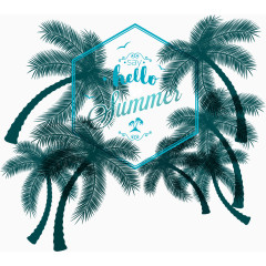 创意棕榈树夏日度假海报矢量图