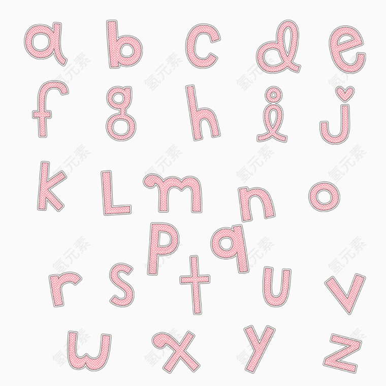 粉色可爱小写字母合集