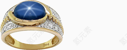 蓝色宝石金戒指
