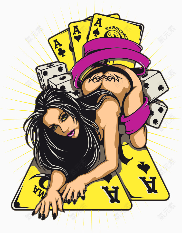 矢量扑克与性感女人