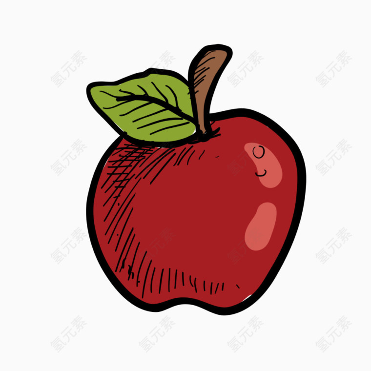 红色手绘苹果图像