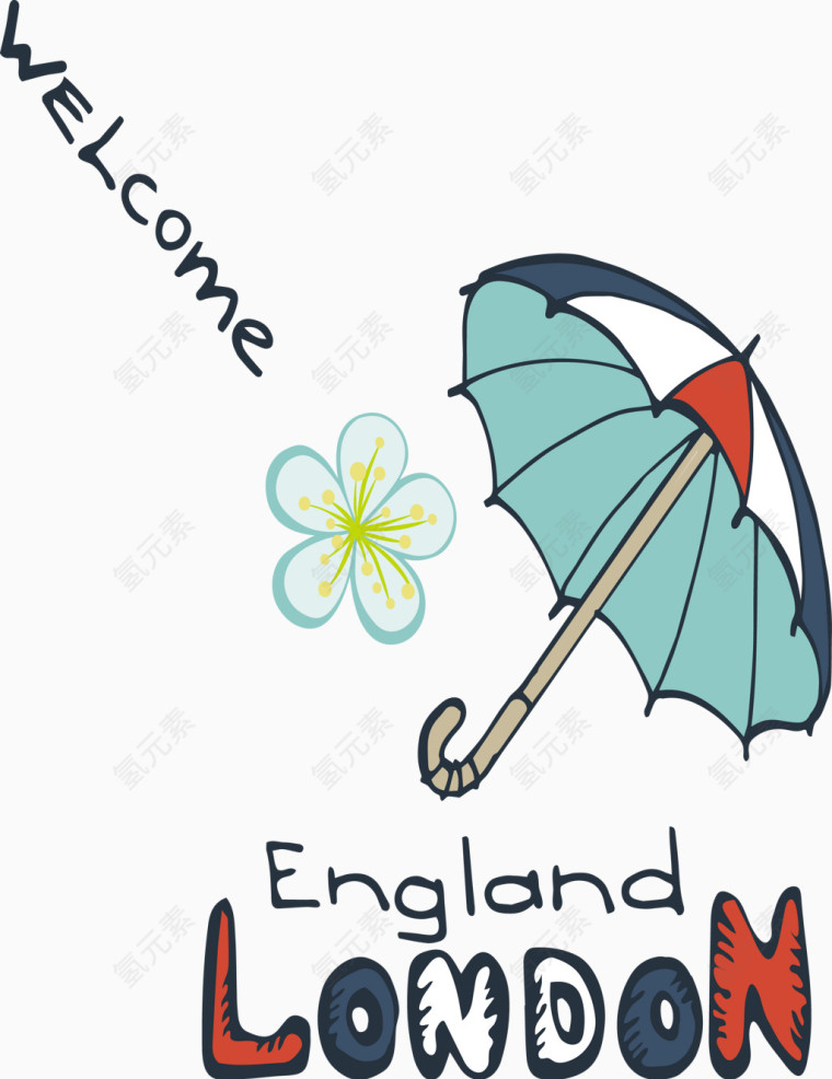 装饰雨伞和伦敦旅游