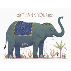 手绘大象感谢卡片