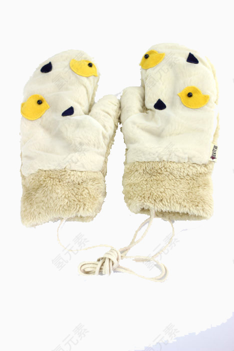 米黄色女孩保暖手套