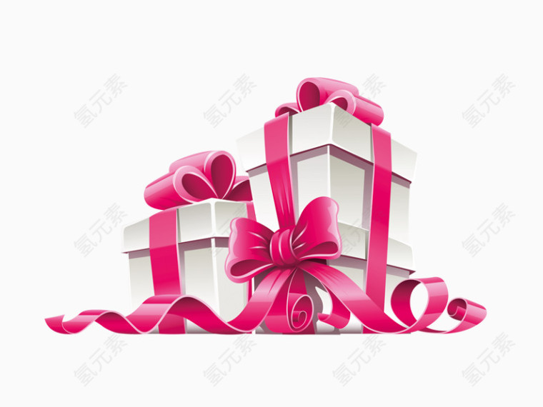 粉色丝带系好的礼物盒