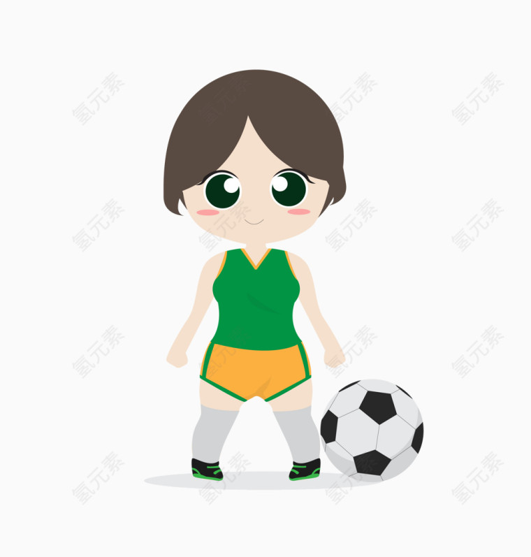 女足球运动员卡通素材