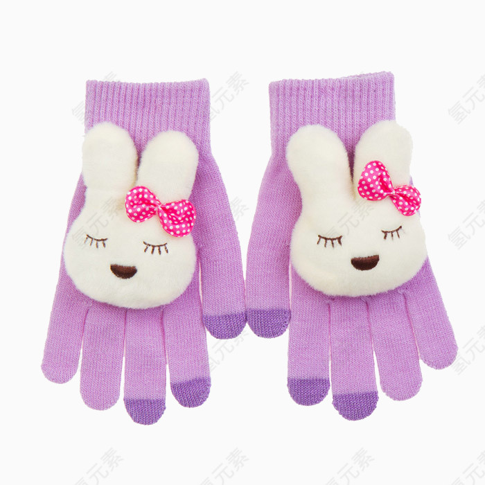 粉色兔子手套可爱女生