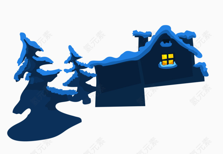 蓝色积雪房屋
