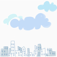 简笔城市云朵背景矢量图