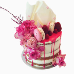 马卡龙玫瑰花草莓蛋糕