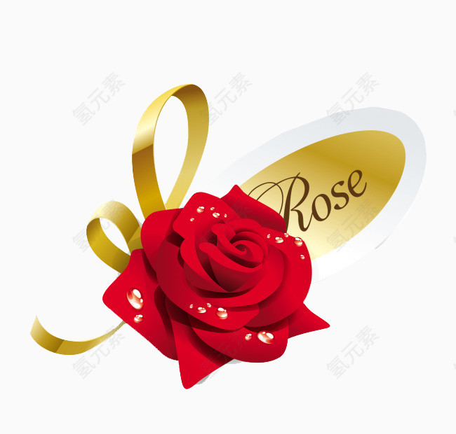 有质感的时尚红色玫瑰花元素